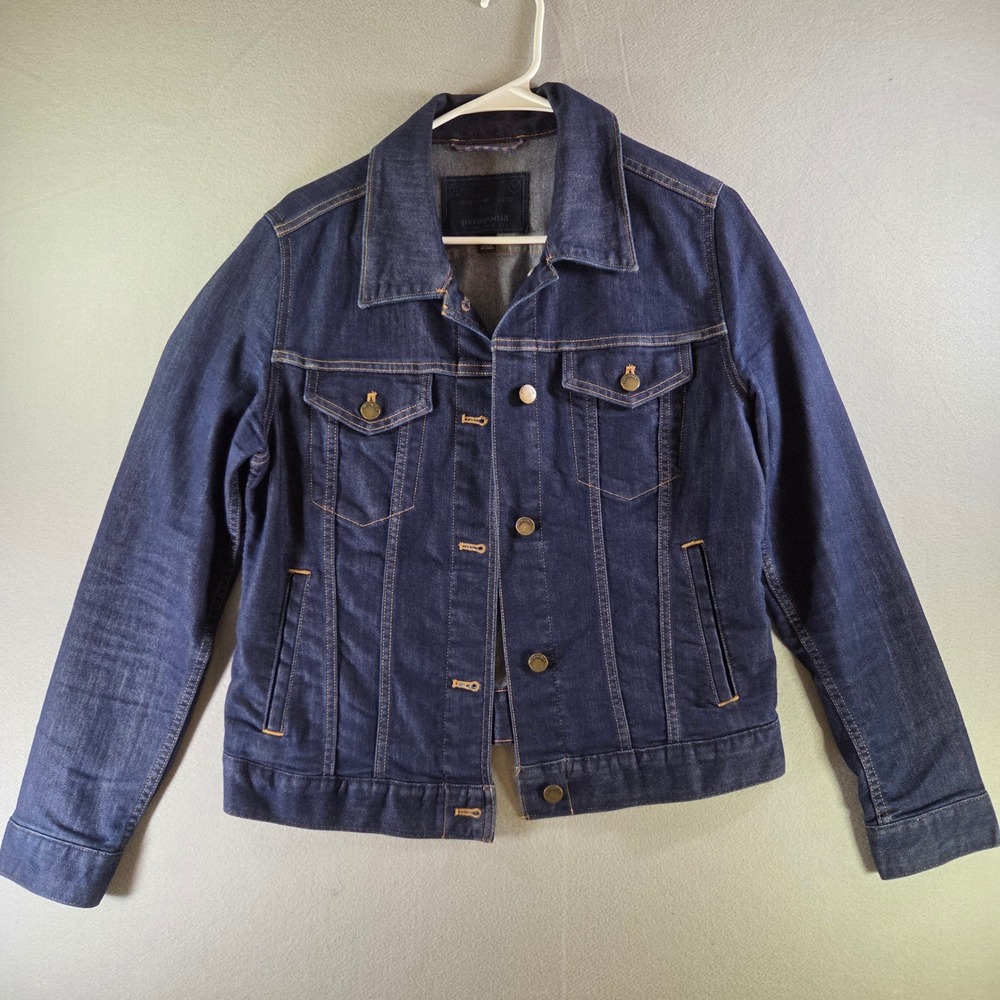 Patagonia Womens Iron Clad Denim Jacket Organic Cotton Dark Wash Indigo Size M